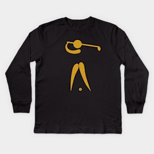 Gold Golf Swing Kids Long Sleeve T-Shirt